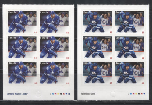 Lot 108 Canada #2675-2676 2013 Canadian NHL Team Jerseys Issue, VFNH Booklet Panes of 6 on LF TRC Paper