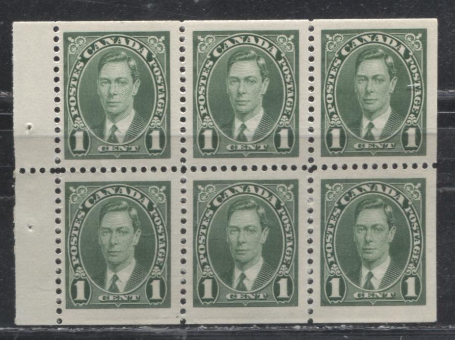 Lot 108 Canada #231b 1c Green King George VI 1937-1942 Mufti Issue, A VFNH Booklet Pane of 6