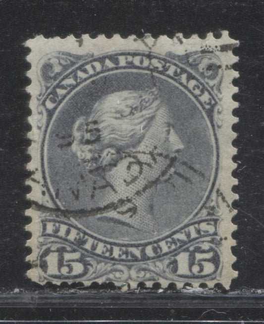 Lot 109 Canada #30i 15c Deep Slate (Slate) Queen Victoria, 1868-1897 Large Queen Issue, A Very Good Used Single On Vertical Wove Paper From The Second Ottawa Printing, Perf 12.2 x 12.1