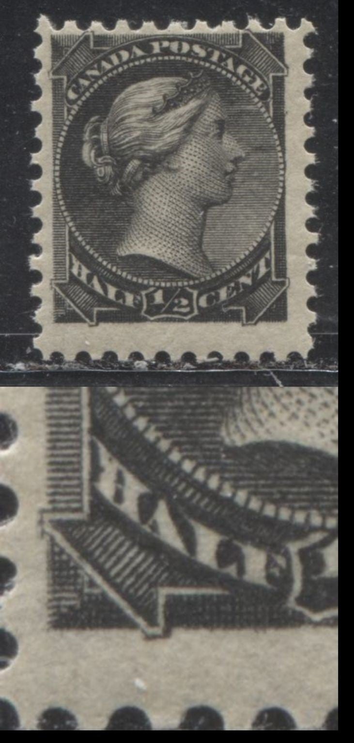 Lot 111 Canada #34 1/2c Black Queen Victoria, 1882-1897 Small Queen Issue, A Fine OG Single On Vertical Wove Paper From The Montreal Printing, Perf 12 x 12.2, Minor Re-entry At Lower Left