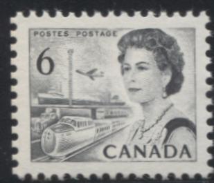 Lot 117 Canada #460bs 6c Black Queen Elizabeth II, 1967-1973 Centennial Issue, A VFNH Booklet Single On DF Grayish Paper With Dex Gum, Die 1, Doubled Right Frameline Re-Entry