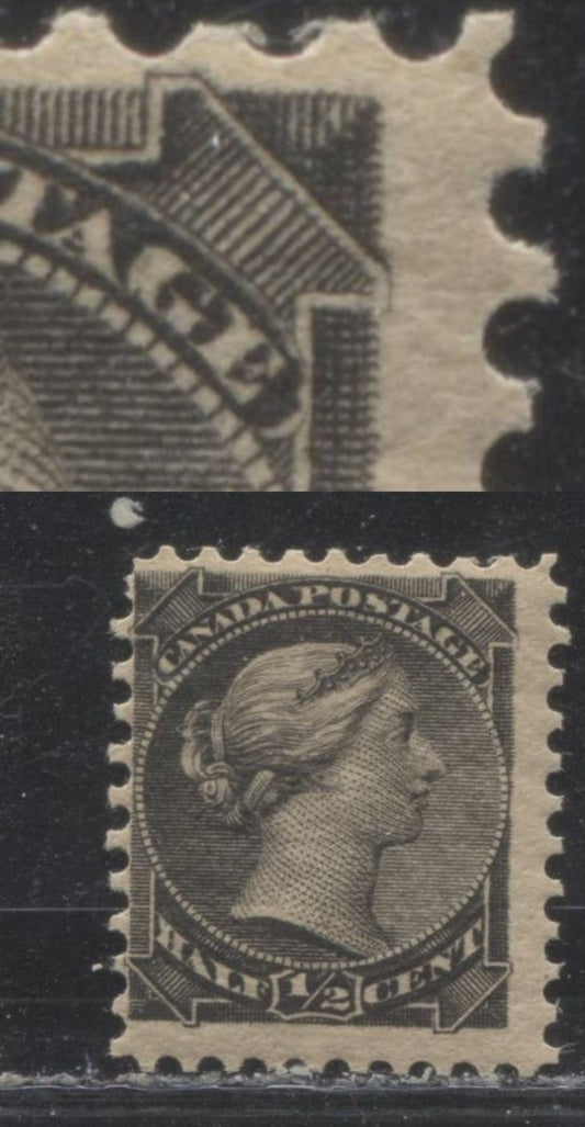 Lot 118 Canada #34 1/2c Black Queen Victoria, 1882-1897 Small Queen Issue, A Fine OG Single On Horizontal Wove Paper From The Second Ottawa Printing, Perf 12.1, Minor Re-entry At Upper Right