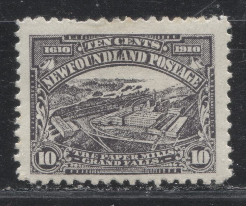 Lot 12 Newfoundland # 95 10c Violet Black Grand Falls Paper Mill, 1910 John Guy Issue, A Fine OG Example