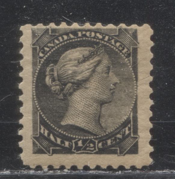 Lot 121 Canada #34 1/2c Black Queen Victoria, 1882-1897 Small Queen Issue, A Fine NH Single On Horizontal Newsprint-Like Wove Paper From The Second Ottawa Printing, Perf 12 x 12.1, Minor Re-entry Of UR Corner