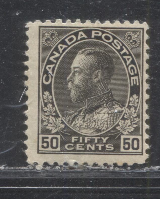 Lot 123 Canada #120a 50c Grey Black (Black) King George V, 1925-1928 Admiral Issue, A Fine Appearing, But VGOG Single, Wet Printing