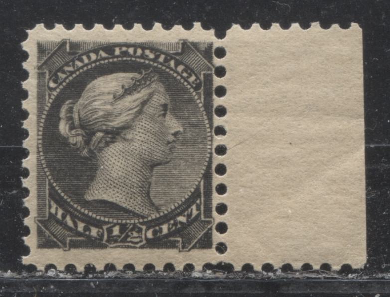 Lot 194 Canada #34 1/2c Black Queen Victoria, 1882-1897 Small Queen Issue, A Fine NH Single On Horizontal Wove Paper From The Second Ottawa Printing, Perf 12, Three Different Re-Entries