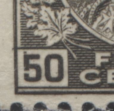 Lot 125 Canada #120ii 50c Black (Brown Black) King George V, 1925-1928 Admiral Issue, A Fine OG Single, Wet Printing, Dot Above Left "5"