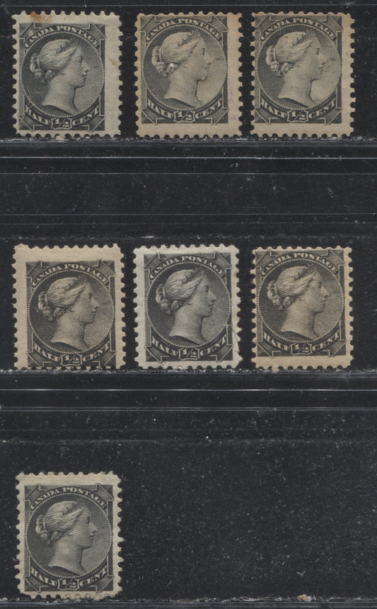 Lot 137 Canada #34-i 1/2c Black & Gray Black Queen Victoria, 1882-1897 Small Queen Issue, An Ungraded Group Of 7 Generally Very Good Singles