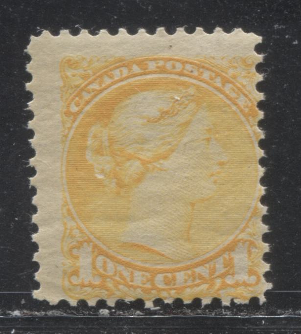 Lot 140 Canada #35 1c Bright Yellow (Yellow) Queen Victoria, 1870-1897 Small Queen Issue, A Fine OG Single From The Second Ottawa Printing, Perf 12 x 12.25, Soft Horizontal Wove Paper