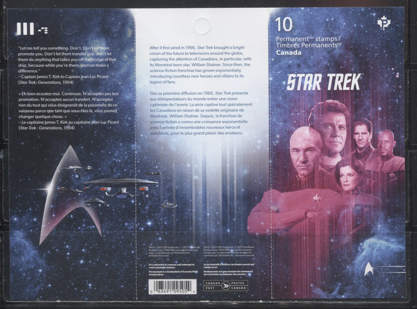 Lot 140 Canada #2986-2990 2017 Star Trek Issue, A VFNH Complete Booklet on LF TRC Paper