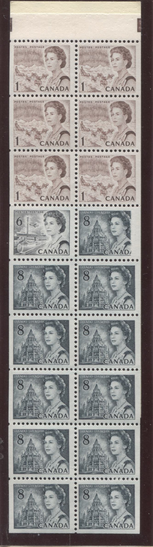 Lot #14 Canada #BK70c 1c Purple Brown, 6c Black & 8c Slate, 1967-1973 Centennial Issue, A VFNH Complete Booklet, Showing the Elusive Short Print on 2/4, Untagged
