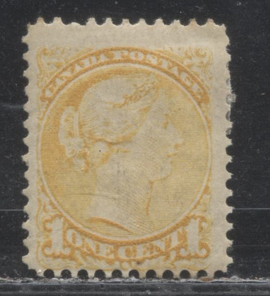 Lot 146 Canada #35i 1c Yellow Queen Victoria, 1870-1897 Small Queen Issue, A Fine OG Single From The Montreal Printing, Perf 12.25, Stout Vertical Wove Paper