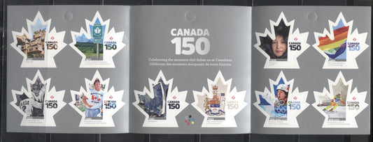Lot 147 Canada #3000-3009 2017 Canada 150 Issue, A VFNH Complete Booklet Pane of 10 on LF TRC Paper