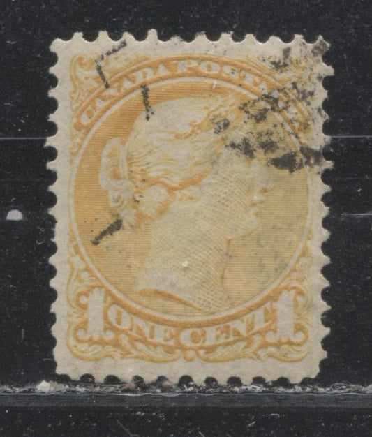 Lot 152 Canada #35vii 1c Yellow Queen Victoria, 1870-1897 Small Queen Issue, A Very Fine Used Single On Vertical Wove Paper, Perf 11.75 x 12