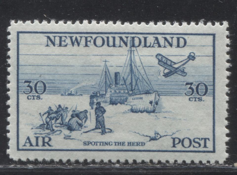 Lot 155 Newfoundland # C15 30c  Prussian Blue Spotting the Heard, 1933 Labrador Airmail Issue, A VFOG Example, Line Perf. 14.3