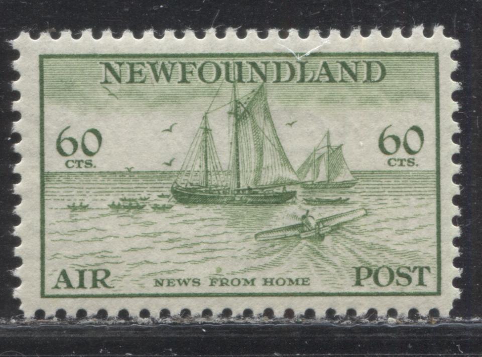 Lot 156 Newfoundland # C16 60c Green News From Home, 1933 Labrador Airmail Issue, A VFOG Example, Line Perf. 11.5