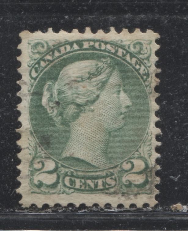 Lot 156 Canada #36e 2c Green (Deep Green) Queen Victoria, 1870-1897 Small Queen Issue, A Very Fine Used Single On Porous Horizontal Wove Paper, Perf 11.6 x 12.1