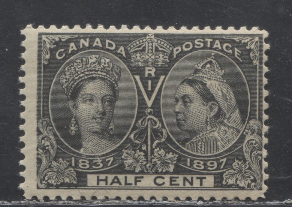 Lot 160 Canada # 50 1/2c Grey Black on Toned Paper Queen Victoria, 1897 Diamond Jubilee Issue, A Fine NH Example, Showing Dot in "R"