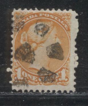 Lot 161 Canada #35iv 1c Red Orange Queen Victoria, 1870-1897 Small Queen Issue, A Fine Used Example First Ottawa, 12, Vertical Wove, Showing Circle of Wedges Cancel