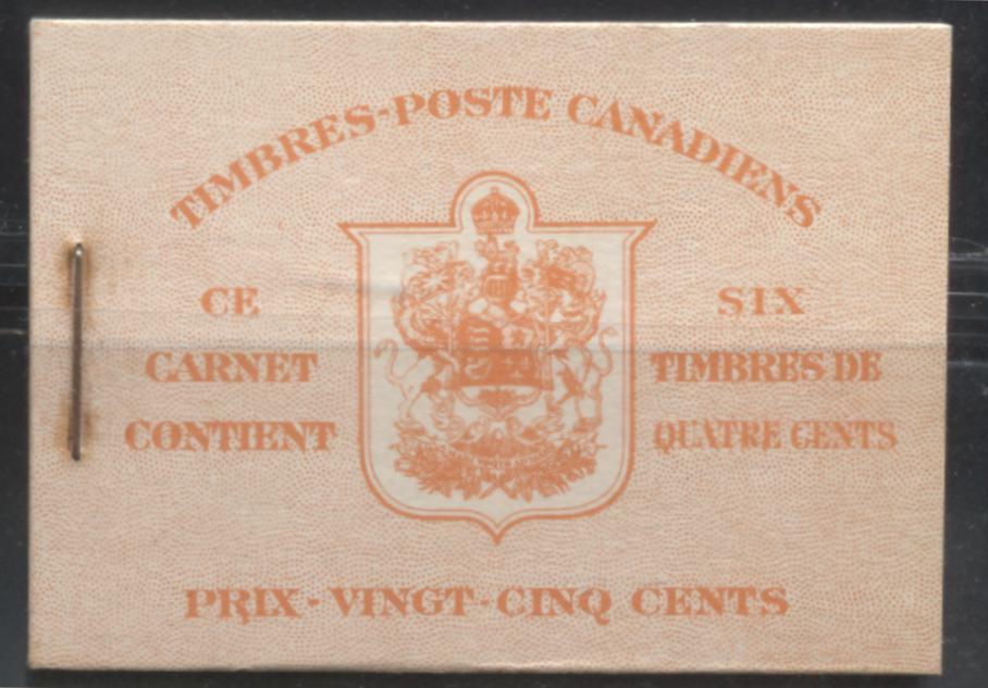 Lot 279 Canada #BK36d 1942-1949 War Issue, Complete 25¢ French Booklet, 1 Pane of 4c Carmine-Red, Vertical Wove Paper, Harris Front Cover IIs and IIt, Back Cover Types Di and Diii, 7c and 6c Rate Page