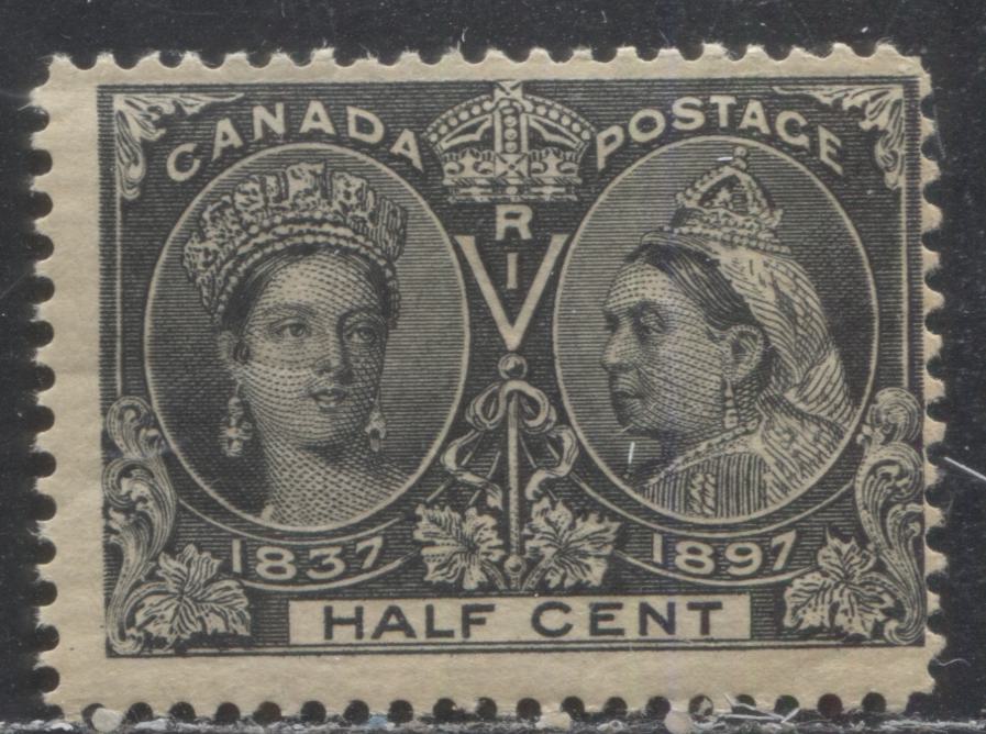 Lot 162 Canada # 50 1/2c Grey Black on Toned Paper Queen Victoria, 1897 Diamond Jubilee Issue, A VGNH Example, Showing Faint Vertical Line in Crown
