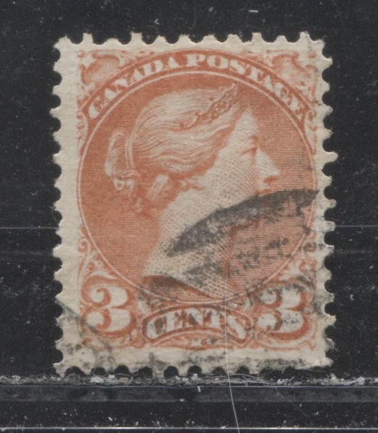 Lot 164 Canada #37e 3c Red Queen Victoria, 1870-1897 Small Queen Issue, A Fine Used Single On Porous Horizontal Wove Paper