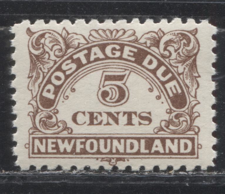 Lot 164 Newfoundland # J5i 5c Brown Framed Numeral, 1939-1949 Postage Due, A VFNH Example, Line Perf. 10.2