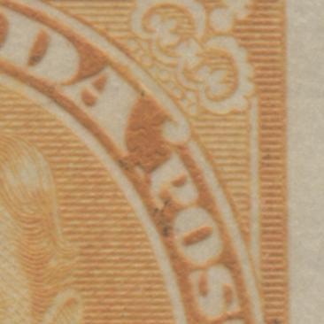 Lot 164 Canada #234 4c Chrome Yellow King George VI  1937-1942 Mufti Issue, A Fine NH Group of 4 Different Stamps Showing Different Flaws Above "P" of "Postage, Streaky Deep Cream Gum With a Semi-Gloss Sheen, Vertical Wove With Horizontal Mesh