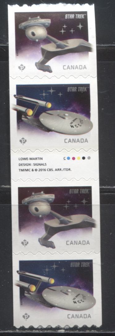 Lot 166 Canada #2913-2914 2016 Star Trek Issue A VFNH Gutter Strip of 4
