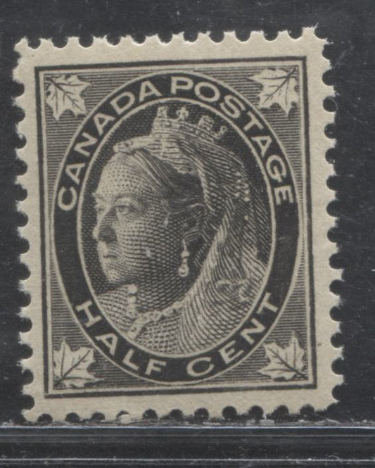 Lot 168 Canada #66 1/2c Jet Black Queen Victoria, 1897-1898 Maple Leaf Issue, A Very Fine NH Single on Creamy Vertical Wove