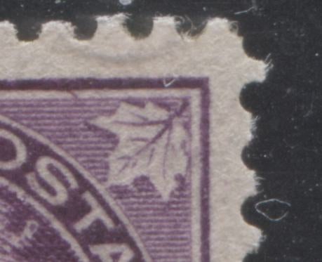 Lot 172 Canada #68 2c Bright Purple Queen Victoria, 1897-1898 Maple Leaf Issue, A VF Mint Single On Vertical Wove Paper, Expertly Regummed to Appear NH, Showing Misplaced Entry at UR