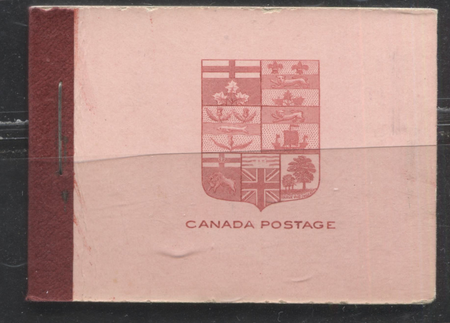 Lot 174 Canada #BK5d 1912-1928 Admiral Issue, Complete 25¢ English Booklet, Carmine Lake Binding Tape, Vertical Wove Paper, Bright Carmine Red on Pink Cover, Deep Rosine Panes, 17.7 mm x 21.5 mm Printing