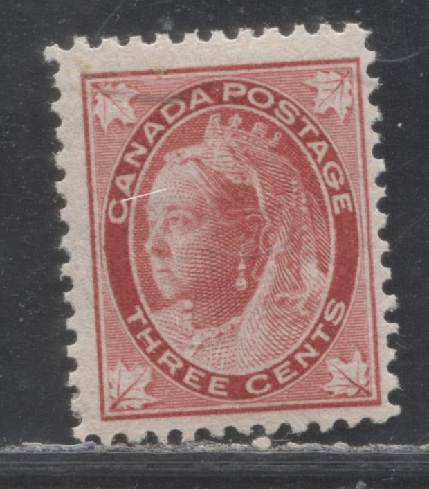 Lot 175 Canada #69 3c Bright Red Queen Victoria, 1897-1898 Maple Leaf Issue, A Fine OG Single On Vertical Wove Paper, Perf 12