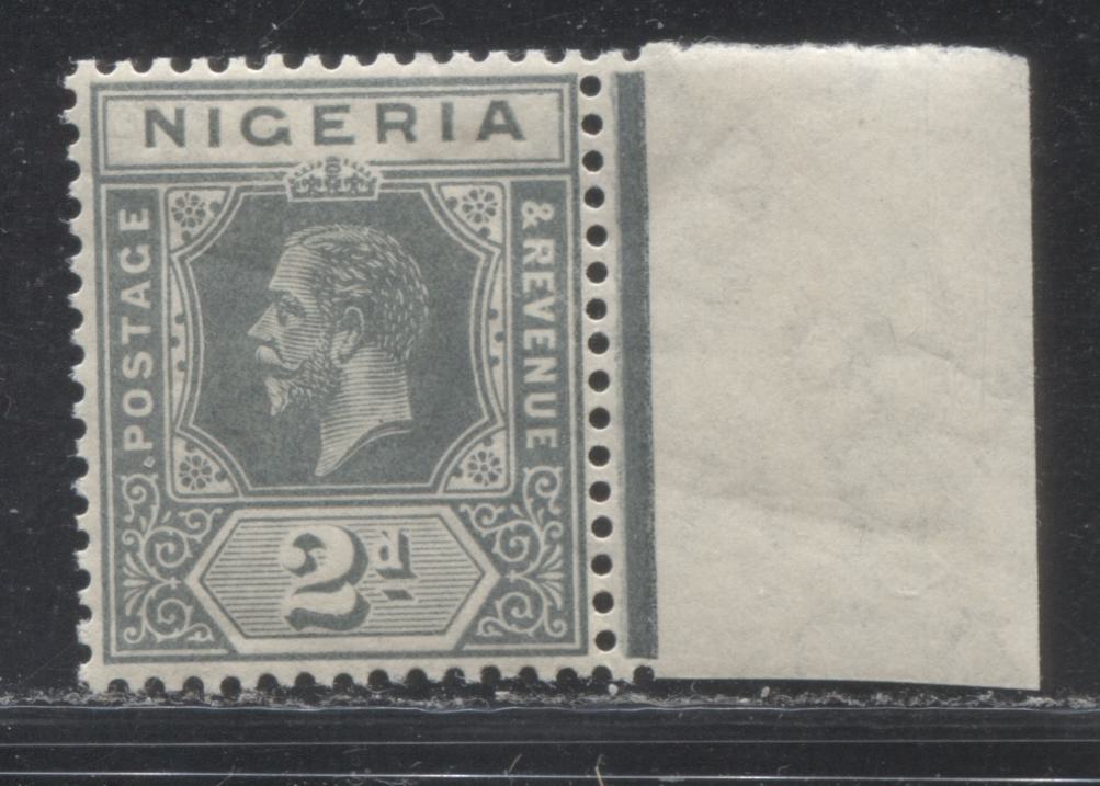 Lot 176 Nigeria SG# 3 2d Bluish Grey King George V, 1914-1921 Multiple Crown CA Imperium Keyplate Issue, A VFNH Right Sheet Margin Example