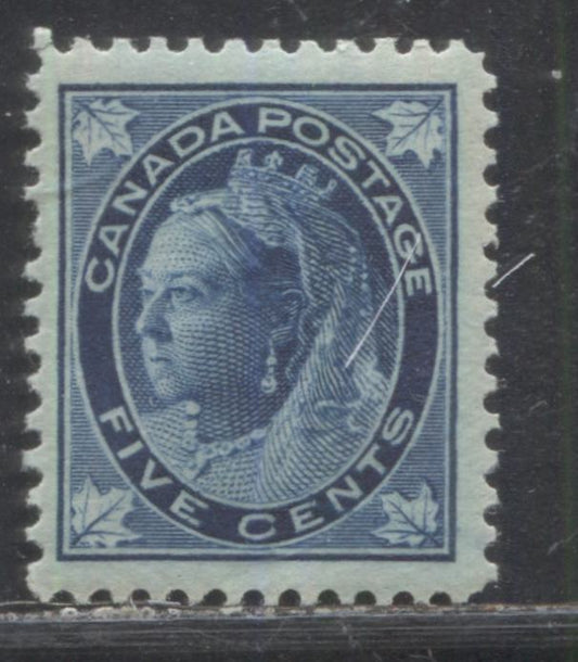 Lot 176 Canada #70 5c Dark Blue on Bluish Queen Victoria, 1897-1898 Maple Leaf Issue, A Fine NH Example, Horizontal Wove