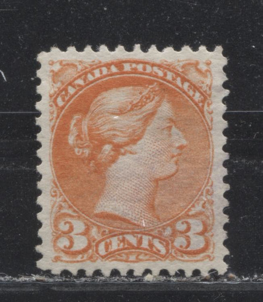 Lot 176 Canada #37iii 3c Bright Orange Red Queen Victoria, 1870-1897 Small Queen Issue, A Very Fine Used Single On Coarse Horizontal Wove Paper With A Perf of 11.75 x 12
