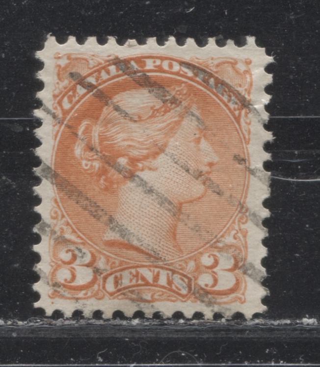 Lot 177 Canada #37iii 3c Orange Red Queen Victoria, 1870-1897 Small Queen Issue, A Very Fine Used Single On Soft Horizontal Wove Paper Perf 11.7 x 12