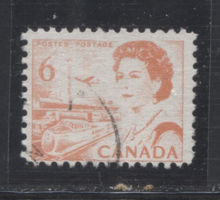 Lot 177 Canada #459bF 6c Orange Transportation, 1967-1973 Centennial Definitive Issue, A Fine Used Example of the Lithographed Postal Forgery