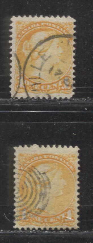 Lot 180 Canada #35ii 1c Orange Yellow Queen Victoria, 1870-1897 Small Queen Issue, A Fine Used Example Second Ottawa, 12 x 12.1 and 12.1 x 11.9, Soft Horizontal Wove