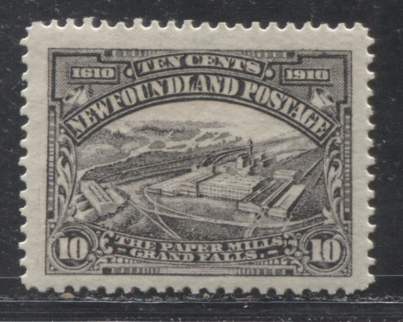 Lot 18 Newfoundland # 101 10c  Deep Grey Black Grand Falls Paper Mill, 1911 Engraved John Guy Issue, A VFOG Example