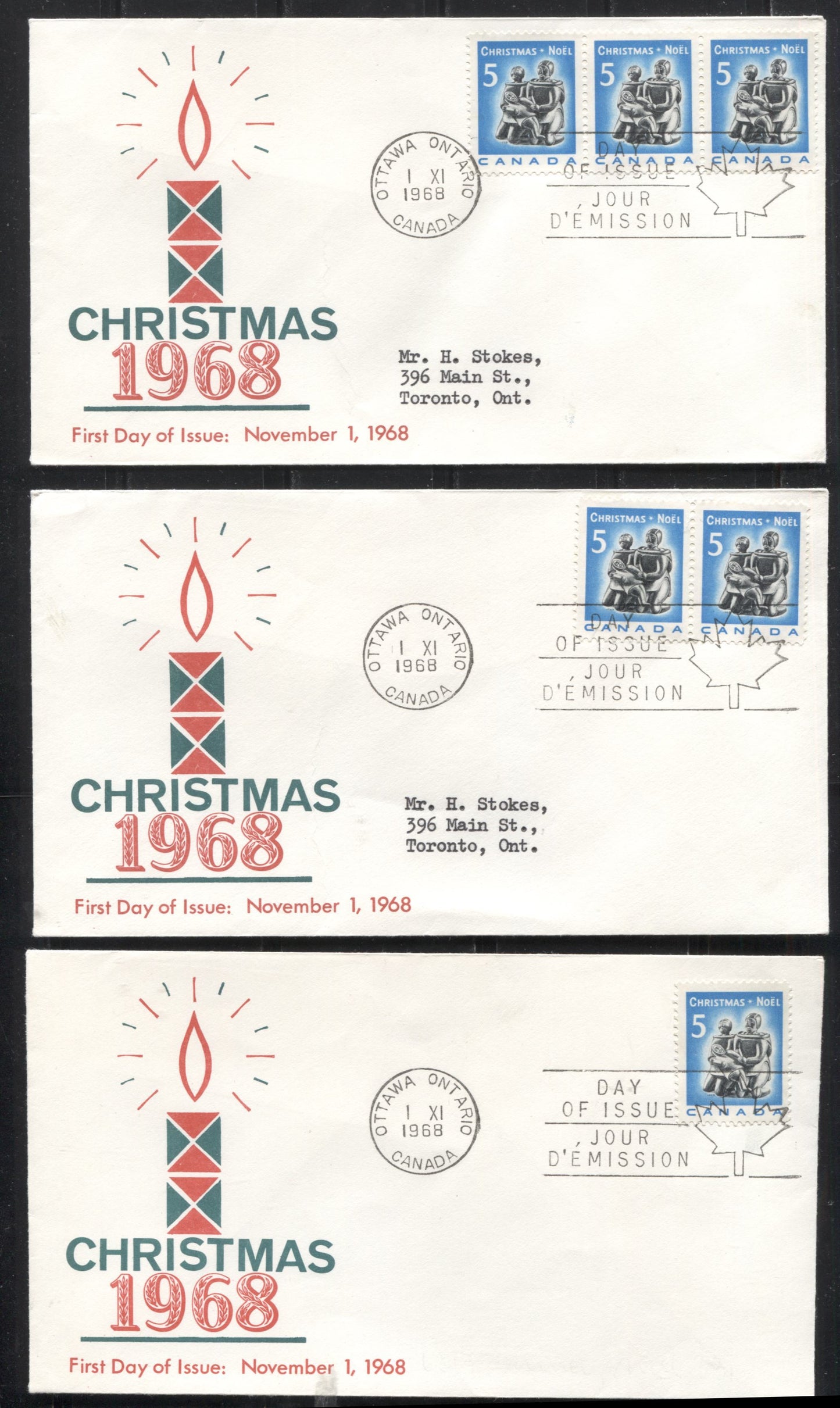 Lot 181 Canada #488 1968 Christmas, A Group of 10 Artcraft, Rosecraft, Unknown and Cole First Day Covers