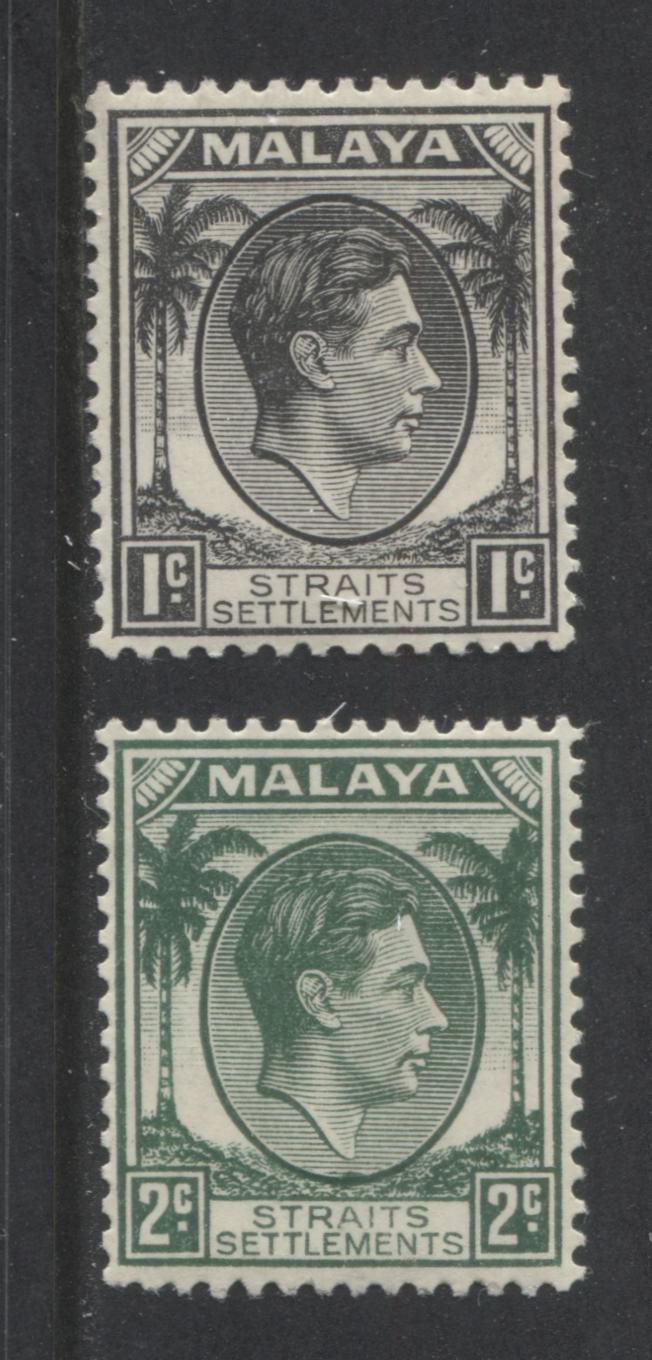 Lot 182 Malaya - Straits Settlements SG#278-279 1937-1941 King George VI "Palm Tree" Keyplates, VFNH Examples of the  1c and 2c Die 1, Gibbons Cat. 35 GBP = $ 60.2
