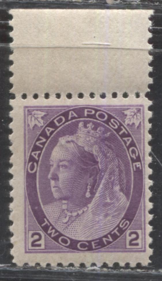 Lot 182 Canada #76 2c Purple Queen Victoria, 1898-1902 Numeral Issue, A Fine NH Example, Vertical Wove Paper, Showing Slip Print Doubling of Left 2
