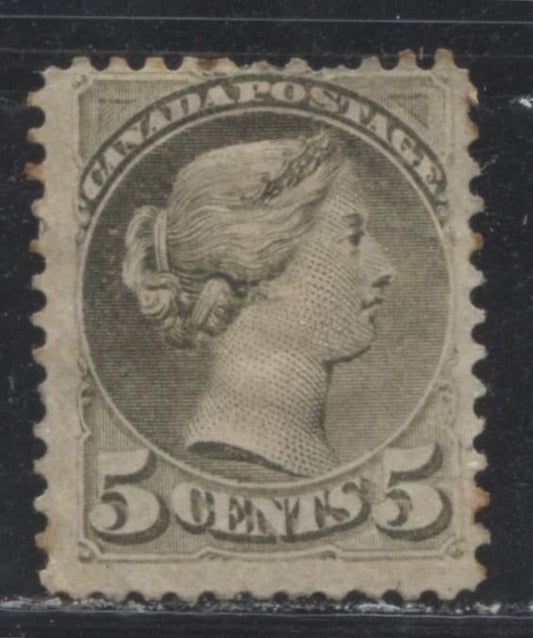 Lot 182 Canada # 38 5c Slate Green Queen Victoria, 1870-1897 Small Queen Issue, A VG Part OG Example, Perf. 12.2 Montreal Printing on Vertical Wove