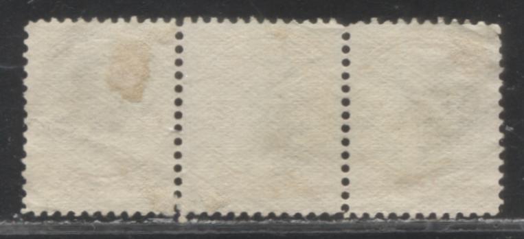 Lot 182 Canada #35 1c Yellow Queen Victoria, 1870-1897 Small Queen Issue, A VG Used Strip of 3 Second Ottawa, 12.25, Thin, Stout Horizontal Wove, Showing Plate Damage on All 3 Stamps