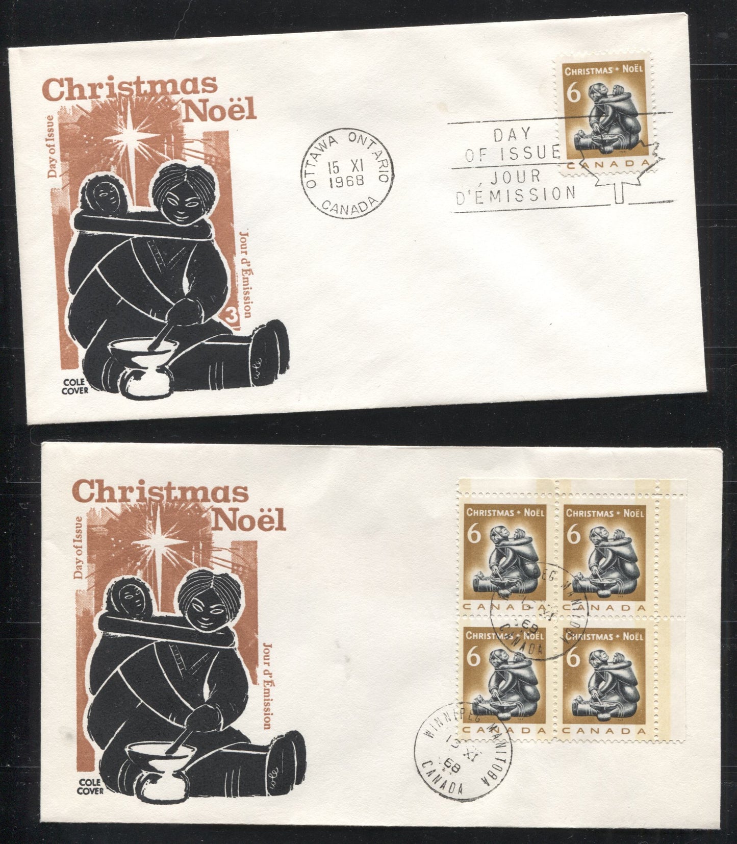 Lot 182 Canada #489 1968 Christmas, A Group of 11 Artcraft, Rosecraft, Unknown and Cole First Day Covers