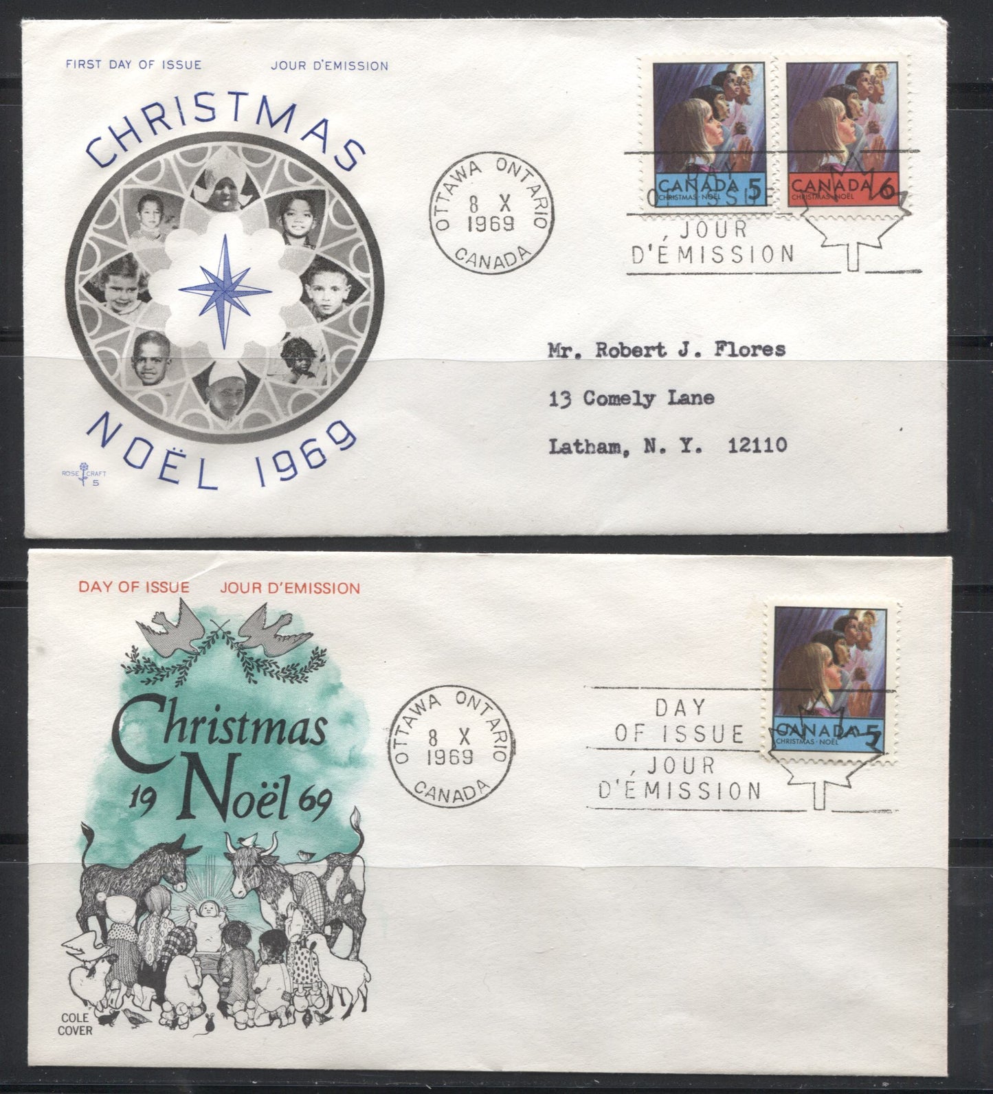 Lot 183 Canada #502-503p 1969 Christmas, A Group of 13 Artcraft, Rosecraft, and Cole First Day Covers