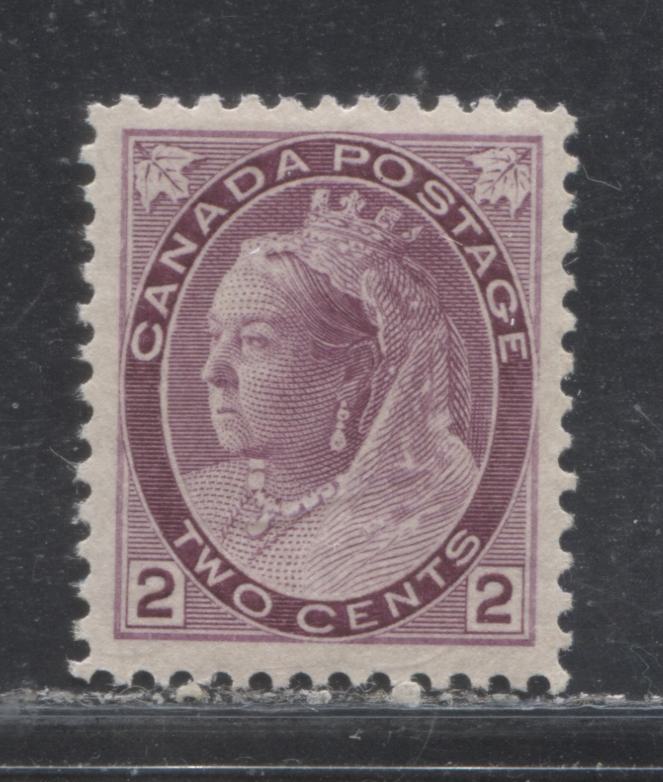 Lot 185 Canada # 76ii 2c Reddish Purple Queen Victoria, 1898-1902 Numeral Issue, A VFNH  Example, Vertical Wove Paper