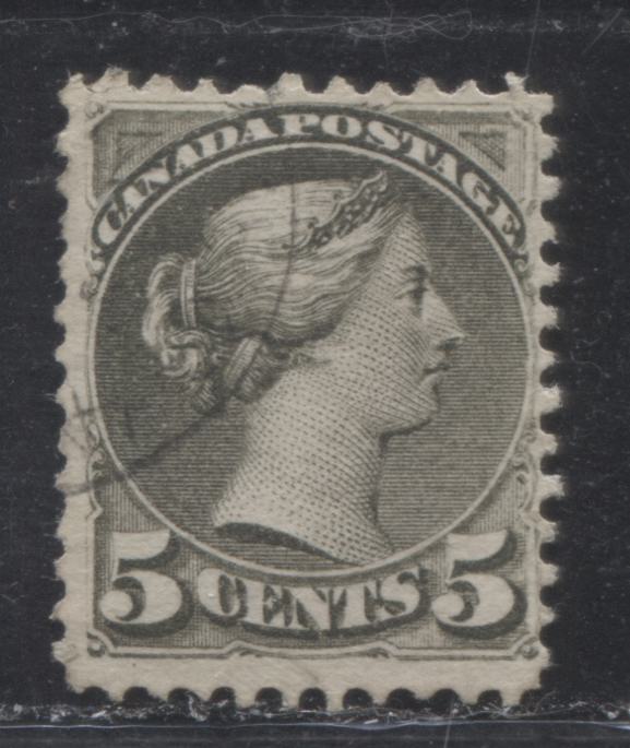 Lot 186 Canada # 38a 5c Deep Slate Green Queen Victoria, 1870-1897 Small Queen Issue, A VG Used Example, Perf. 11.6 x 12.1 Montreal Printing on Thin Horizontal Wove