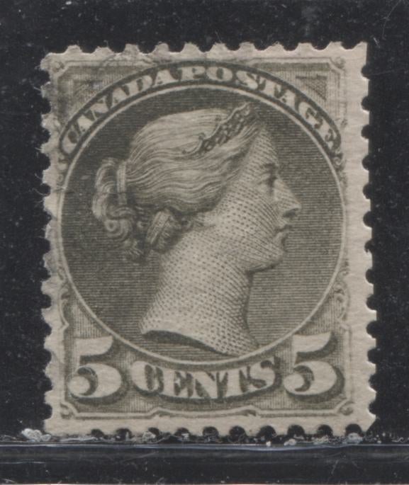 Lot 187 Canada # 38b 5c Deep Slate Green Queen Victoria, 1870-1897 Small Queen Issue, A VG Used Example, Perf. 11.7 x 12.2 Montreal Printing on Thin Horizontal Wove, Expertly Re-Perforated at Right